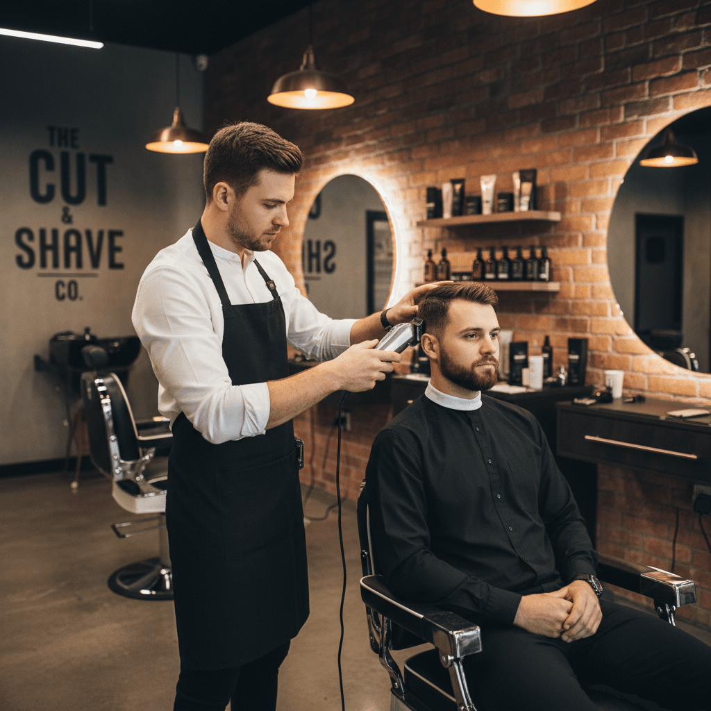 Expert barber performing a precision haircut