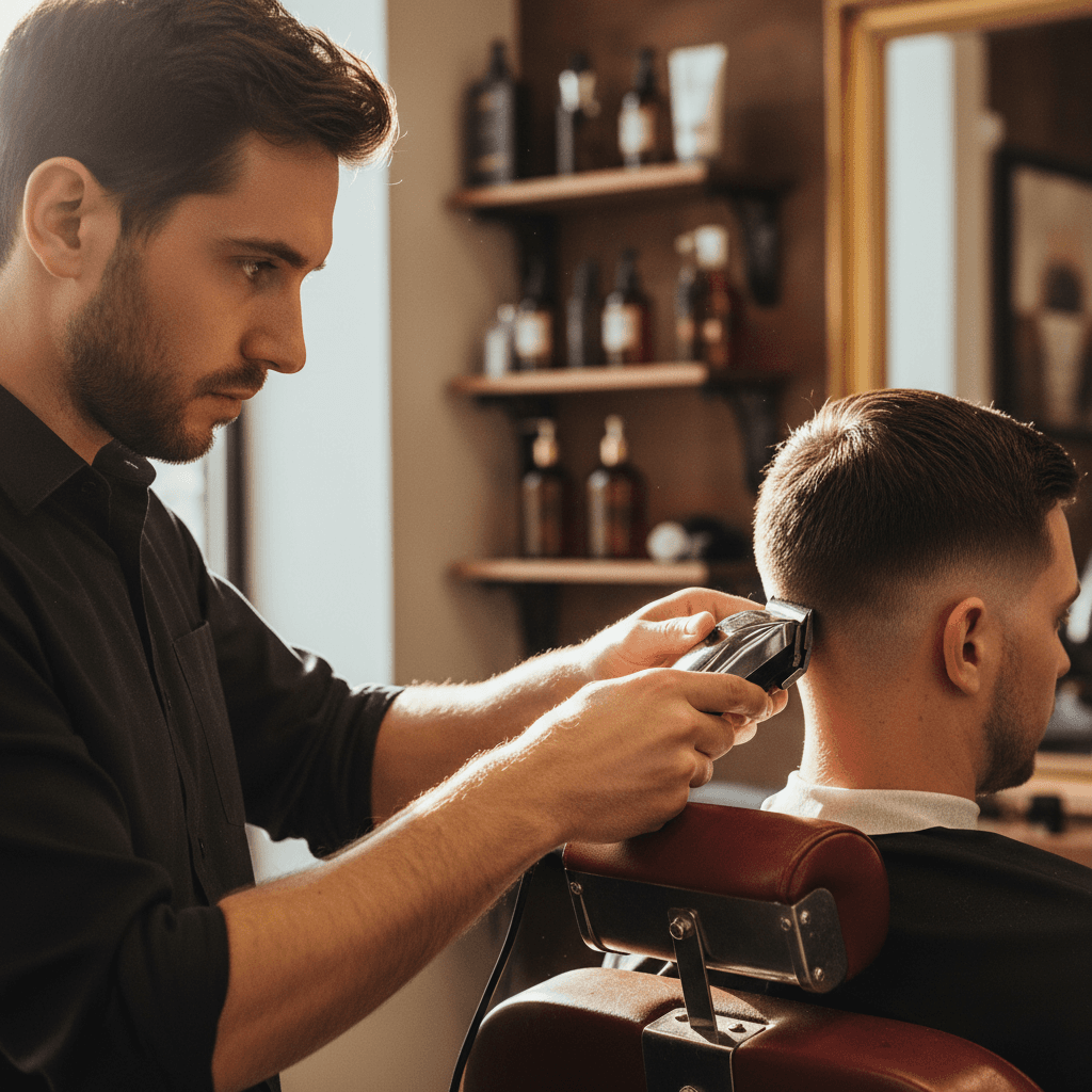 Standard haircut at barber
