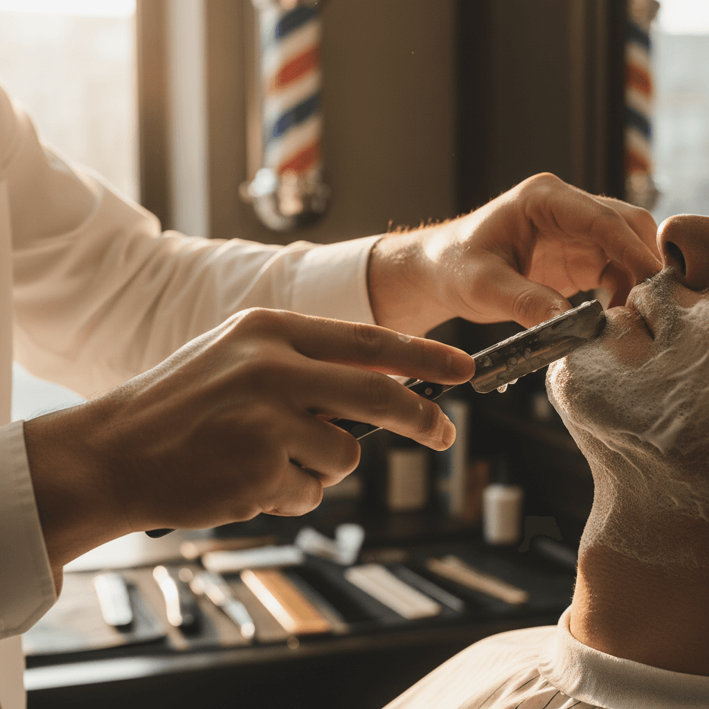 Haircut, beard trim, and face wax service
